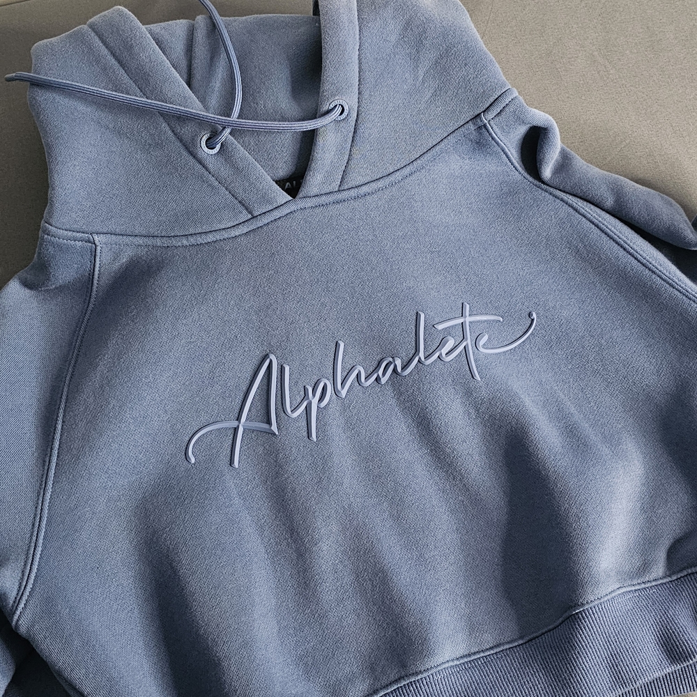 Women's Alphalete Cropped Blue Hoodie, Size S - Picture 1 of 6